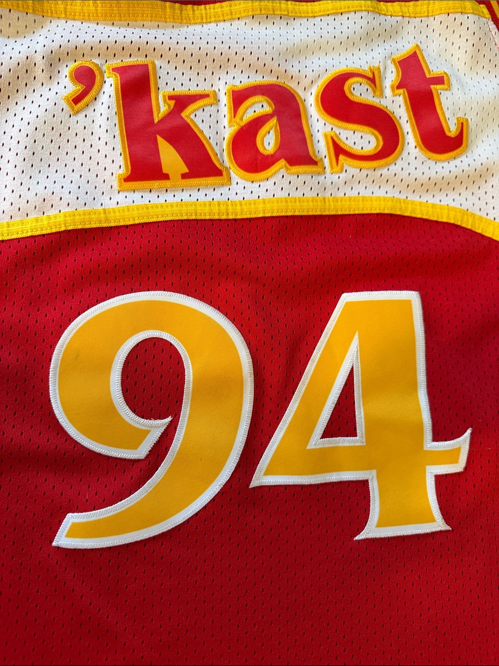 Mitchell & Ness Red and White 'Kast 94' Hardwood Classics Jersey - Picture 5 of 6